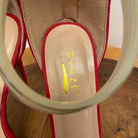 Glaze Ankle strap Red Stiletto Heels - Picture 7 of 12